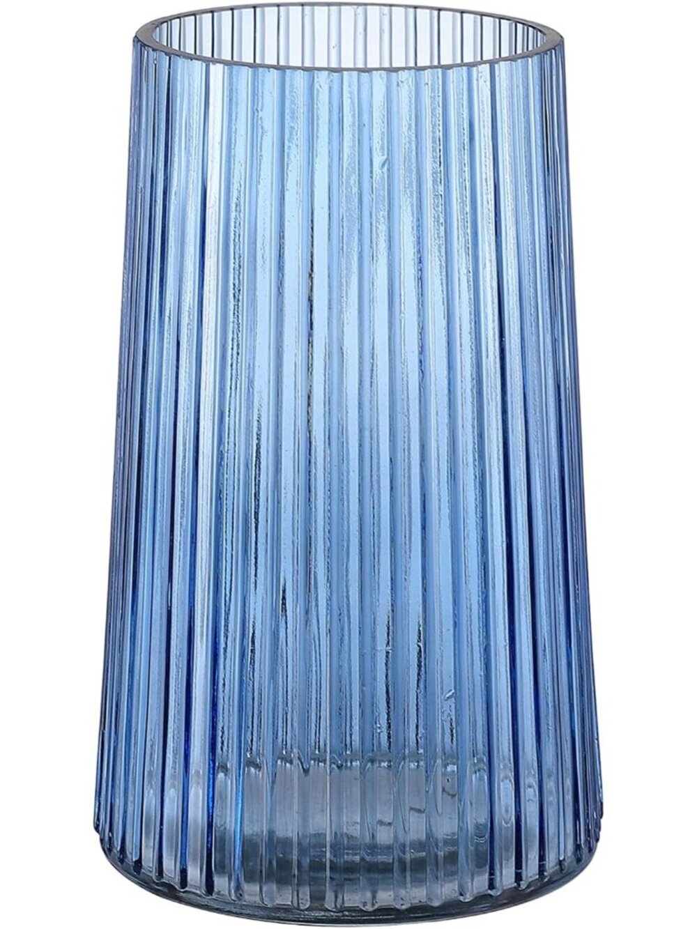 8 Inches Modern Blue Glass Vase Flower Bouquet Living Room Bedroom Home Deco